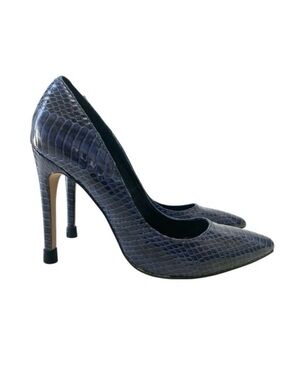 Aldo Blue Leather Snakeskin Pattern High Heels Pointed Toe Stilettos Size 7.5